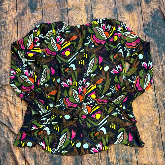 MARC CAIN Voile Blouse in Black Jungle Print Sz N2 / US 4 - Picture 4 of 11